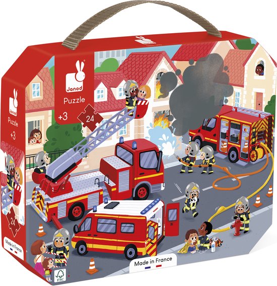 Janod - Puzzel De Brandweer - In Puzzelkoffer - 24 Stukjes - Geschikt Vanaf 3 Jaar van Janod