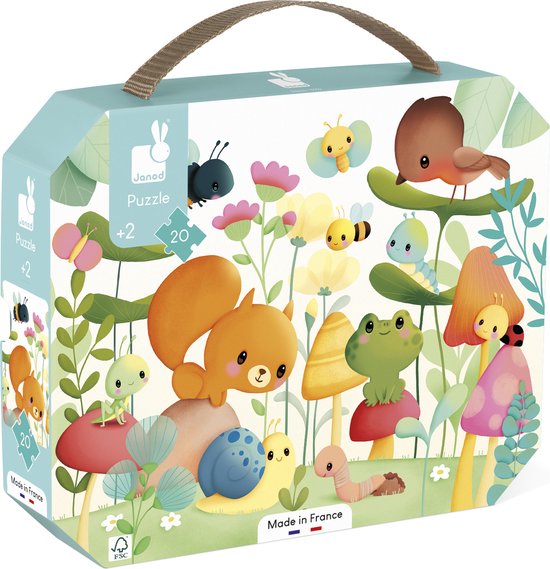 Janod - Puzzel De Tuinvrienden - In Puzzelkoffer - 20 Stukjes - Geschikt Vanaf 2 Jaar van Janod