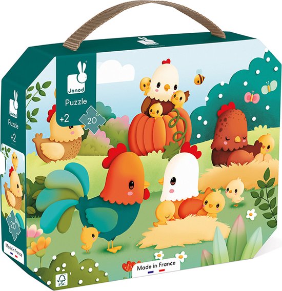 Janod - Puzzel Welkom Op Het Boerenerf - In Puzzelkoffer - 20 Stukjes - Geschikt Vanaf 2 Jaar van Janod