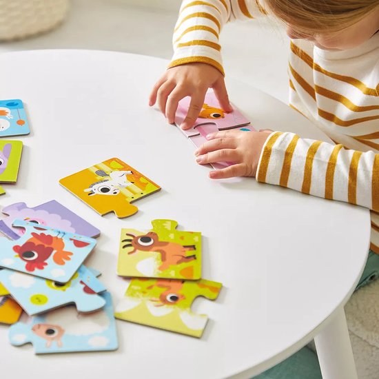 Janod Puzzelspel - Ouders En Babydieren - Associatiespel Voor Kinderen, Met Als Thema Boerderijdieren En Hun Jongen - Set Van 12 Educatieve Puzzels - Ideaal Voor Het Ontwikkelen Van De Fijne Motoriek En Concentratie - Geschikt Vanaf 2 Jaar van Janod