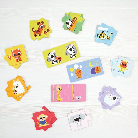 Janod Puzzelspel - Tegenstellingen - Associatiespel Voor Kinderen Om Tegenstellingen Te Leren - Set Van 12x 2-Delige Puzzels - Er Zijn Specifieke Kleuren Gebruikt Om Het Bij Elkaar Passen Van De Stukjes Te Vergemakkelijken! - Geschikt Vanaf 2 Jaar van Janod