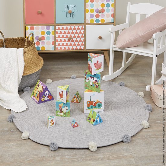 Janod Stapeltoren - Het Leven Op De Boerderij - Maak Kennis Met Het Leven Op De Boerderij En Alle Vrolijke Dieren - De Blokken Zijn Genummerd Van 1 Tot 10 Om De Dieren Op Volgorde Te Zetten Van Groot Naar Klein - Geschikt Vanaf 1 Jaar van Janod