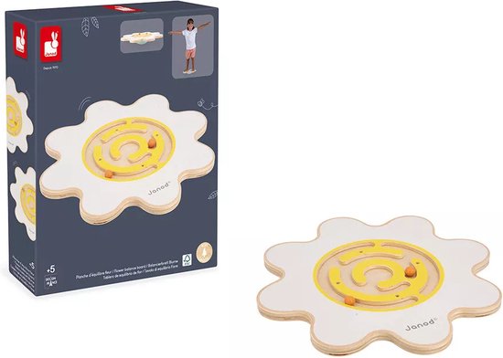 Janod Sweet Cocoon - Houten Balansbord Bloem - Met 3 Speelniveaus - Met Een Kogeldoolhof Voor Een Nog Grotere Uitdaging! - Geschikt Vanaf 5 Jaar van Janod