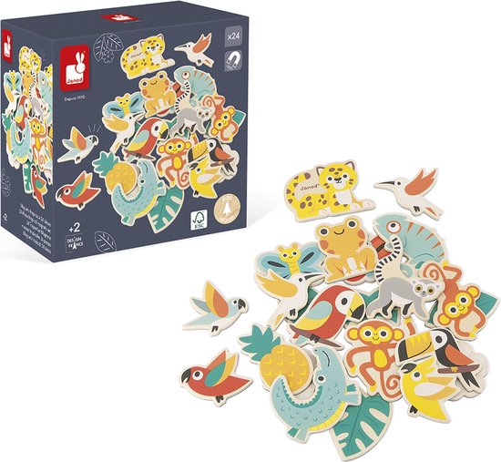 Janod Tropik - Magneetset - Magneten In Tropik Thema - 24 Verschillende Magneten - Geschikt Vanaf 2 Jaar van Janod