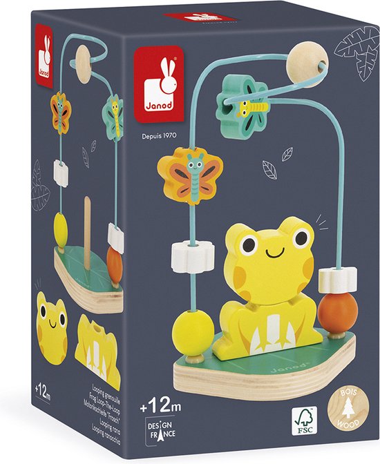 Janod Tropik - Parelstructuur Kikker - 2-In-1 Activiteitenspeelgoed En Ook Stapelbaar: De Kikker Bestaat Uit 2 Delen Die Steeds Opnieuw In Elkaar Gezet Kunnen Worden! - Geschikt Vanaf 1 Jaar van Janod
