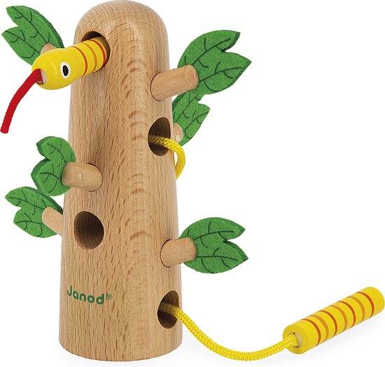 Janod Tropik - Rijgspel Boom - Help De Slang Om De Top Van De Boom Te Bereiken! - Deze Boom Stimuleert De Concentratie En Ontwikkelt De Fijne Motoriek - Geschikt Vanaf 3 Jaar van Janod