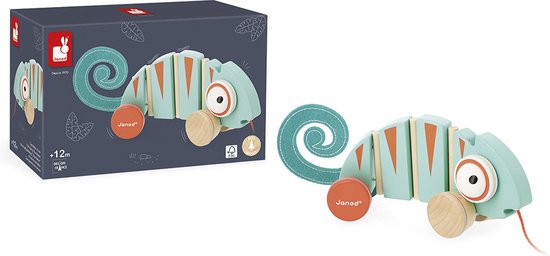 Janod Tropik - Trekfiguur Kameleon - Met Zijn Rollende Ogen En Beweegbaar Lichaam Golft De Kameleon Als Hij Loopt! - Geschikt Vanaf 1 Jaar van Janod