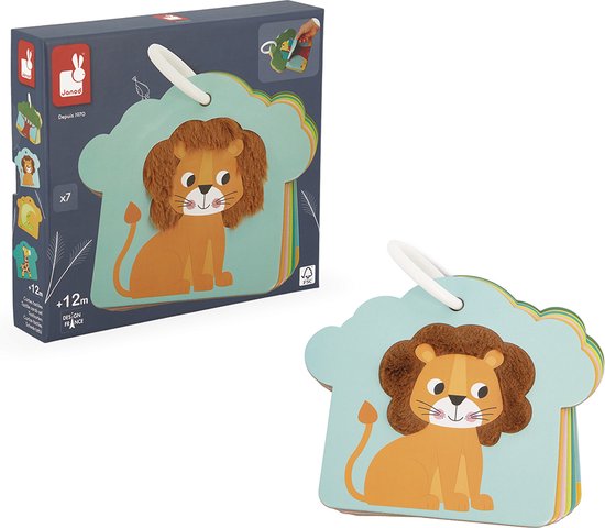 Janod - Voelkaarten Savannah - Op De Kartonnen Kaarten Staan Vlakken Met Verschillende Texturen Zodat Kleine Handjes Vertrouwd Kunnen Raken Met Verschillende Materialen - Geschikt Vanaf 1 Jaar van Janod