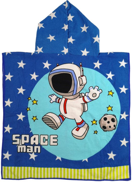 JAXY Badcape Baby - Badcape - Baby Badjas - Omslagdoek - Omslagdoek - Baby Handdoek Met Capuchon - Strandhanddoek - Badponcho - Poncho Handdoek - Microfiber - 60x90cm - Astronaut van JAXY