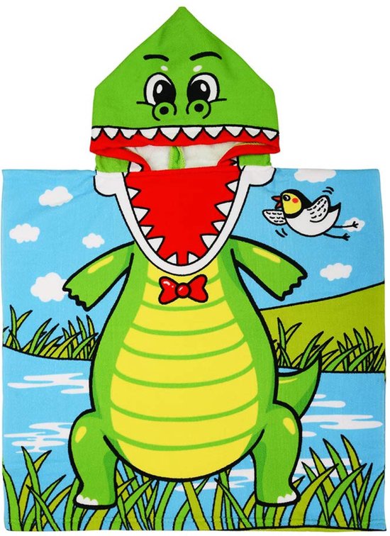JAXY Badcape Baby - Badcape - Baby Badjas - Omslagdoek - Omslagdoek - Baby Handdoek Met Capuchon - Strandhanddoek - Badponcho - Poncho Handdoek - Microfiber - 60x90cm - Krokodil van JAXY