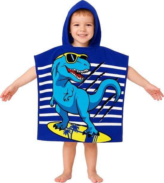 JAXY - Badcape Baby met Capuchon - Zachte Sneldrogende Badponcho Kind - Microvezel Poncho Handdoek voor Meisje & Jongen - Strandponcho voor Kinderen - Dino Zonnebril van JAXY