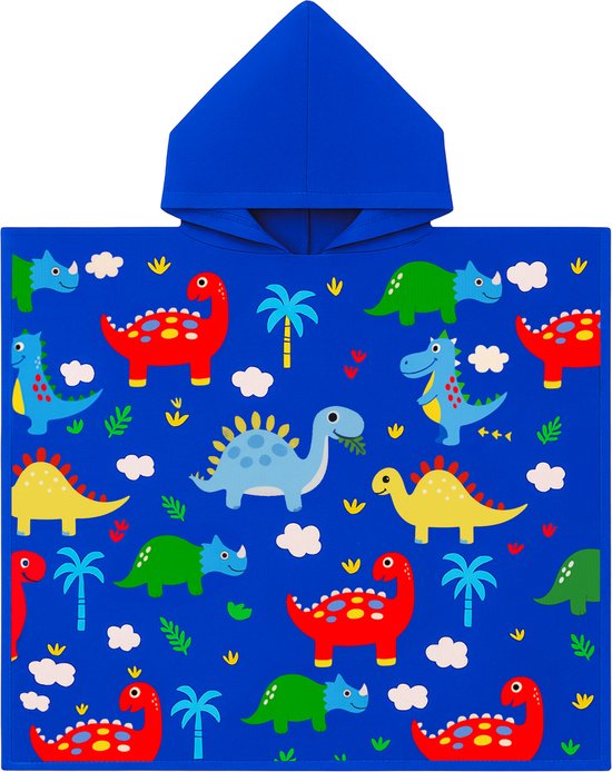 JAXY - Badcape Baby met Capuchon – Zachte Sneldrogende Badponcho Kind – Microvezel Poncho Handdoek voor Meisje & Jongen – Strandponcho voor Kinderen - Dino's van JAXY