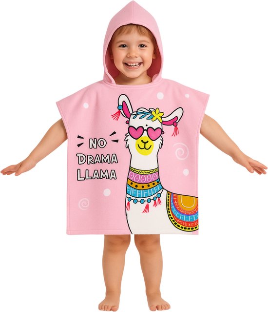 JAXY - Badcape Baby met Capuchon - Zachte Sneldrogende Badponcho Kind - Microvezel Poncho Handdoek voor Meisje & Jongen - Strandponcho voor Kinderen - Llama van JAXY