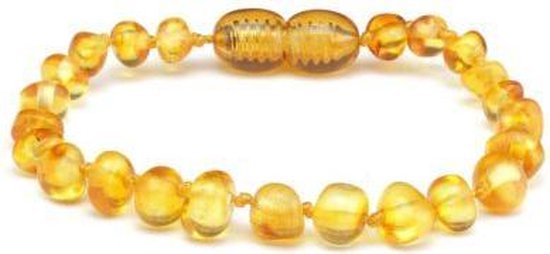 Jean's goods - Barnsteen baby armband - Pijnstillend - Baby armbandje - Hand gemaakt! - Natuurlijke Baltische barnsteen - Ambersteen - Pijnstillende werking voor doorkomende tandjes! - 13/14 cm - Honey van Jean's goods