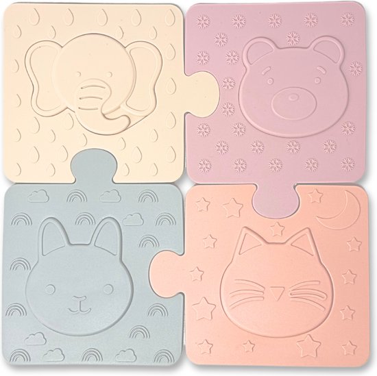 Jean's goods - Dierenpuzzeltje - baby puzzel - mini puzzel - puzzel peuter - dubbelzijdig - baby speelgoed - duurzaam speelgoed - speelgoed baby - montessori speelgoed - peuter speelgoed - educatief speelgoed - kraamcadeau van Jean's goods