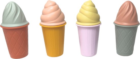 Jean's goods - Siliconen ijsjes-set June - Speelgoed 3 jaar - Kinderspeelgoed - Strandspeelgoed - Strandset - Ijsjes speelgoed - Ijskraam - Speelgoed ijsjes - Duurzaam speelgoed - Montessori speelgoed - Peuter speelgoed - Rollenspel van Jean's goods