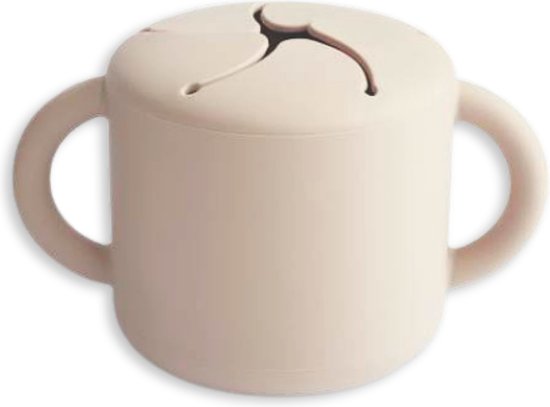 Jean's goods - Snackbeker - June - herbruikbare snackbeker - eco-vriendelijk - snack beker - snack cup - snackcup - baby beker - vanaf 18 maanden - Beige van Jean's goods