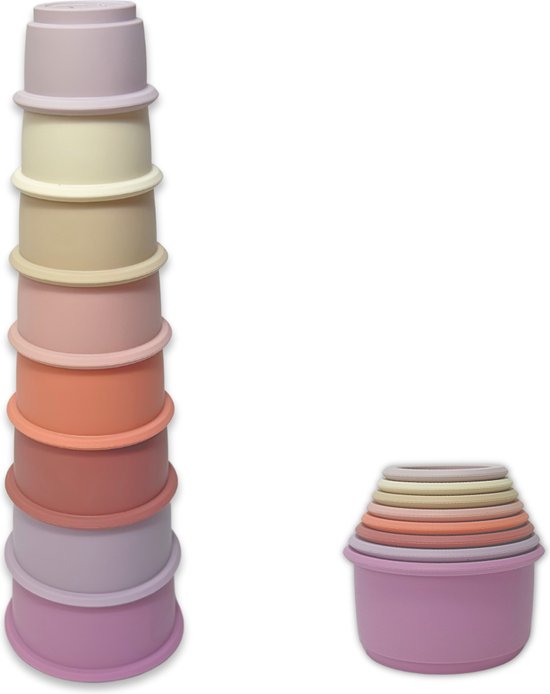 Jean's goods - Stapeltorentje - stapeltoren - stapelbekers - baby speelgoed - duurzaam speelgoed vanaf 18 maanden - montessori - peuter speelgoed - kinderspeelgoed - educatief speelgoed - baby stapelspeelgoed - kraamcadeau - babycadeau van Jean's goods