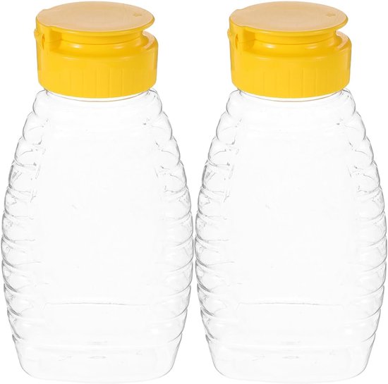 JeiibrZui Honig Squeeze Fles - 180 Ml - 2 Stuks - Transparant PET - Lekvrij Fliptop Dispenser Voor Honing, Siropen En Sauzen - Ideaal Voor Keuken, Picknick En Reizen