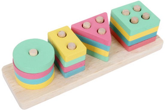 JeiibrZui Houten Peuterspeelgoed - Educatief Speelgoed Voor Meisjes Van 1-2 Jaar - Vormherkenning & Fijne Motoriek Ontwikkeling - 1 Stuk - Verjaardagscadeaus Voor Kinderen Van 1-3 Jaar En 2-4 Jaar Gemengde Kleur van Merkloos