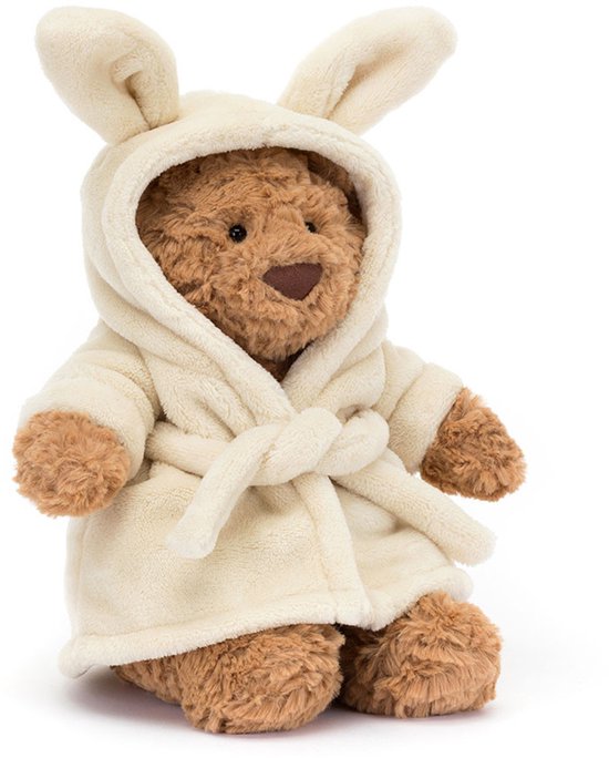 Jellycat Knuffels - Bartholomew Bear Bathrobe Outfit - Beer in Badjas - Teddybeer - Knuffelbeer - Knuffel - 31 cm - Geschikt voor alle leeftijden van Merkloos