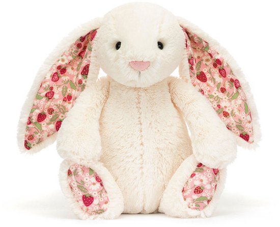 Jellycat Knuffels - Blossom Cream Bunny Berry - Konijn - 31 cm - Met extra dikke luxueuze vacht - Knuffel voor alle leeftijden van Jellycat