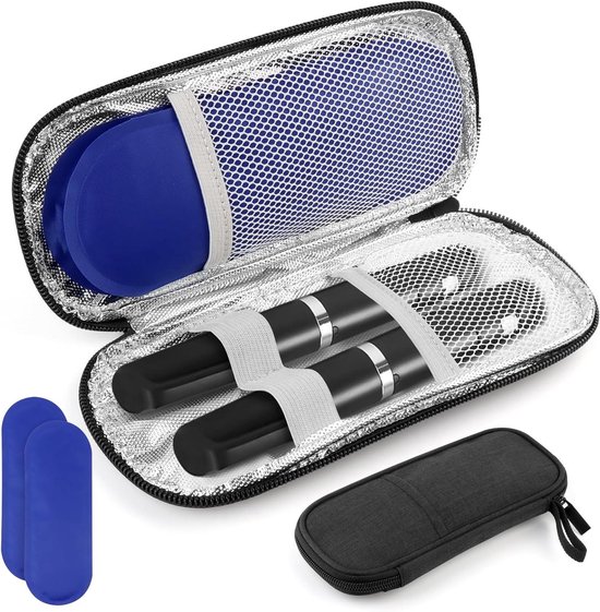 JGS Premium - Draagbare geïsoleerde tas voor insuline met 2 gelzakken - ideaal voor reizen - zwart - medisch hulpmiddel - diabetische management van JGS Premium