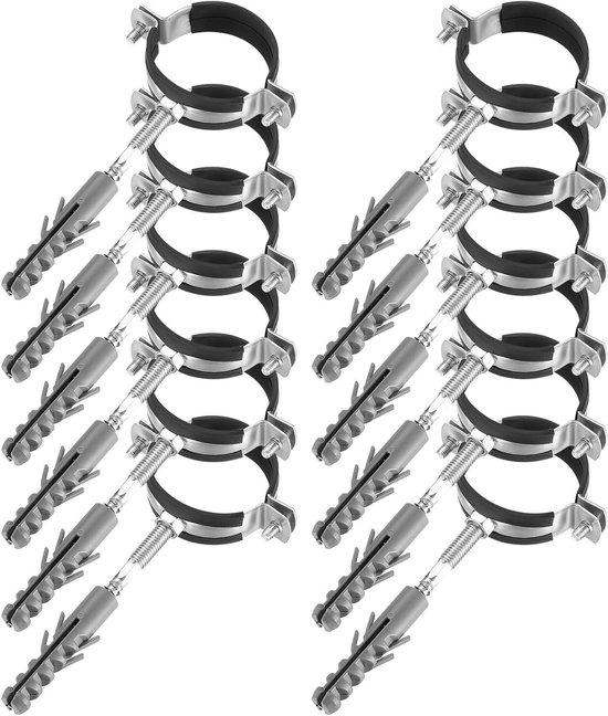 JGS Premium - Metalen Rubberen Pijp Klemmen Set 50mm - 36 stuks U-vormige Saddle Clamps + Ophangbouten + Pinnen - Waterslang Klemmen en Beugels voor Buis - Pijpbevestigingen en Tape Houder - Buis Klemmen. van JGS Premium