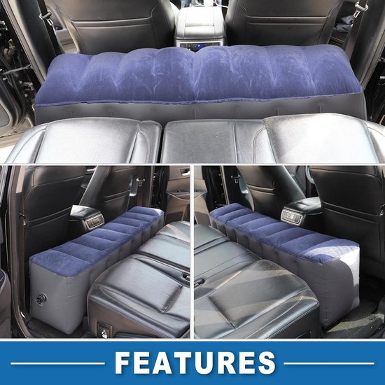 Jhubers Goods - Auto-matras voor op reis en dutje - Reis slaapmat - Opblaasbaar luchtbed - Compatibel met auto's - Blauw/grijs - Comfortabel - Opvouwbaar - Compact. van JHubers Goods