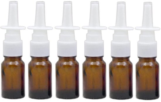 JHUBERS- Neusspray Fles 10 ml - Lege Glas Flessen - Set van 6 - Fijne Mist Sprayers - Perfect voor Reizen - Geschikt voor Cosmetica - Sprayfles