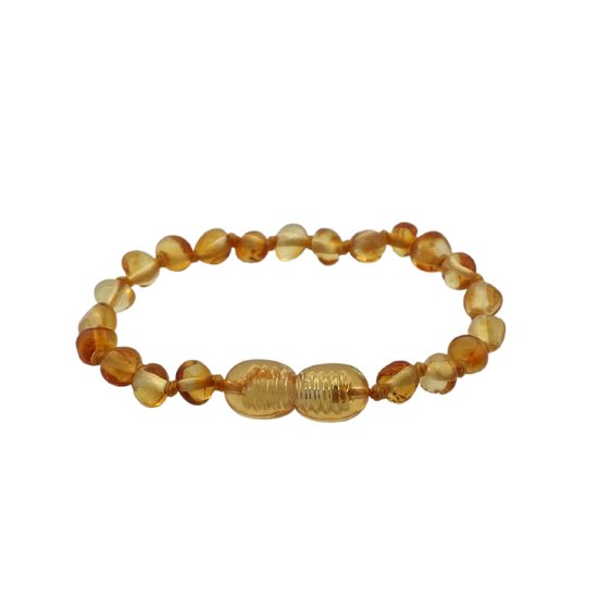 Jikkies ® - Barnsteen Armband - Baby Armbandje - Natuurlijk Baltisch Barnsteen - Pijnstillend tegen doorkomende tandjes - Honing - 14CM van Jikkies