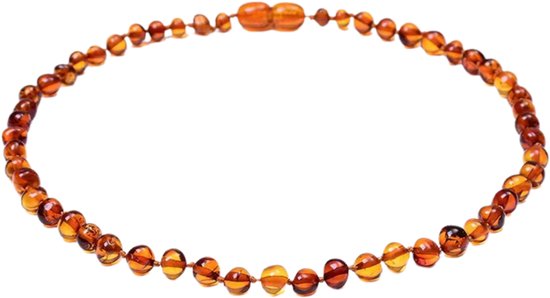Jikkies ® - Barnsteen Ketting - Natuurlijk Baltisch Barnsteen - Pijnstillend tegen doorkomende tandjes - Cognac - 32CM van Jikkies