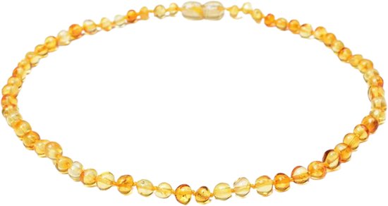 Jikkies ® - Barnsteen Ketting - Natuurlijk Baltisch Barnsteen - Pijnstillend tegen doorkomende tandjes - Honing - 32CM van Jikkies
