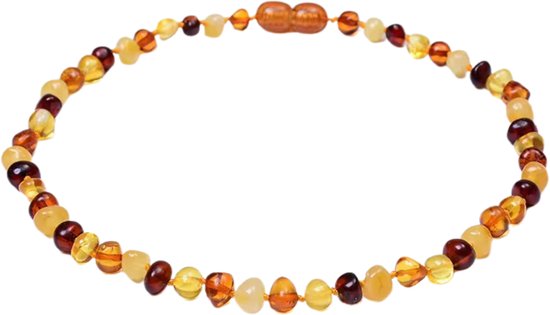 Jikkies ® - Barnsteen Ketting - Natuurlijk Baltisch Barnsteen - Pijnstillend tegen doorkomende tandjes - Multi - 32CM van Jikkies