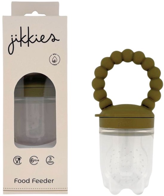 Jikkies Fruitspeen Baby - Inclusief 3 speenmaten - Bijtring - 100% Siliconen - BPA-vrij – Vaatwasser & vriezer – Helpt bij doorkomende tandjes – Vanaf 4 maanden - Groen van Merkloos