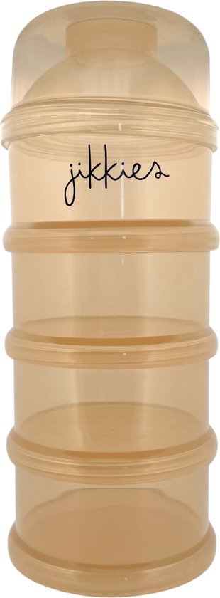 Jikkies ® - Melkpoeder doseerdoosjes - Beige - Melkpoeder bewaarbakjes - Melkpoeder toren - Melkpoedertoren - Melkpoederdoos - Dispenser - 4 lagen - BPA FREE - Getest op EN14372 van Jikkies