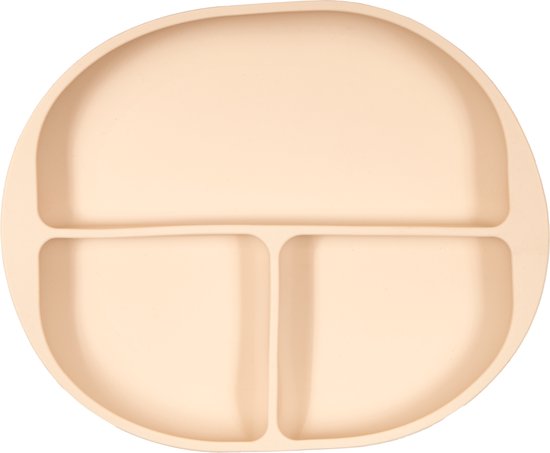 Jikkies® - Siliconen Kinderbord - Baby Bord - Bord - Zuignap - Met Vakken - Beige- Veilig - Duurzaam - Kindvriendelijk - 100% Siliconen - Vaatwasserbestendig - Magnetronbestendig - Veilig Getest van Jikkies