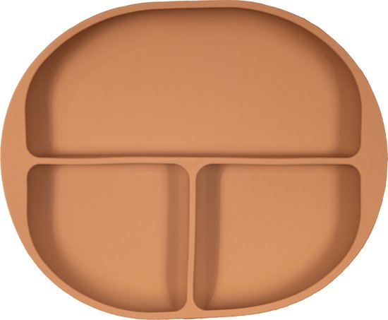 Jikkies® - Siliconen Kinderbord - Baby Bord - Bord - Zuignap - Met Vakken - Taupe - Veilig - Duurzaam - Kindvriendelijk - 100% Siliconen - Vaatwasserbestendig - Magnetronbestendig - Veilig Getest van Jikkies