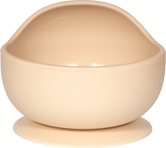 Jikkies Siliconen Kom - Schaaltje - Bakje - Anti Slip - Kommetje - Met Zuignap - Beige - 100% Siliconen - Vaatwasserbestendig - Magnetron & Ovenbestendig - De Veilige en Praktische Kom voor Baby’s en Peuters van Merkloos