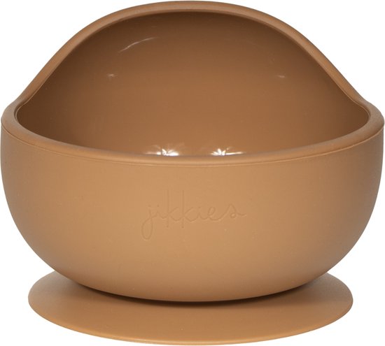 Jikkies® - Siliconen Kom - Schaaltje - Bakje - Anti Slip - Kommetje - Met Zuignap - Taupe - 100% Siliconen - Vaatwasserbestendig - Magnetron & Ovenbestendig - De Veilige en Praktische Kom voor Baby’s en Peuters van Jikkies