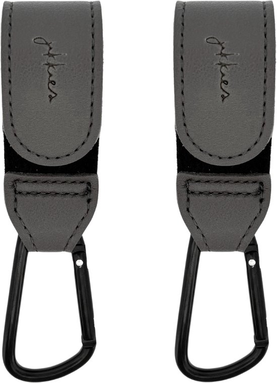 Jikkies ® - Tassenhaak - Kinderwagen Tassenhaak - Buggy Haak - Extra Stevig - Sterke Tassenhaak - Universele Haak - Set van 2 - Grijs van Merkloos
