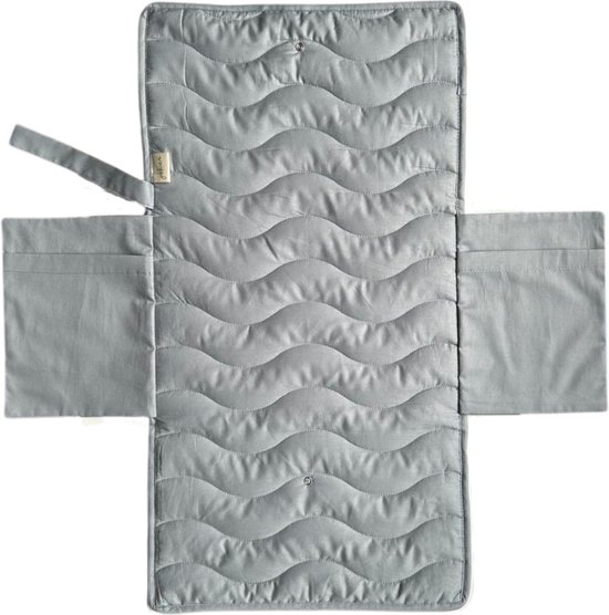 Jikkies ® - Verschoningsmat - Verschoonmat - Voor Onderweg- Opvouwbaar - Met 2 Opbergvakken - Grijs van Jikkies