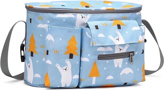Jinius ® - Kinderwagen Organizer - Buggy Organizer - Luiertas - Kinderwagen Opbergtas – Print Lichtblauw van Jinius
