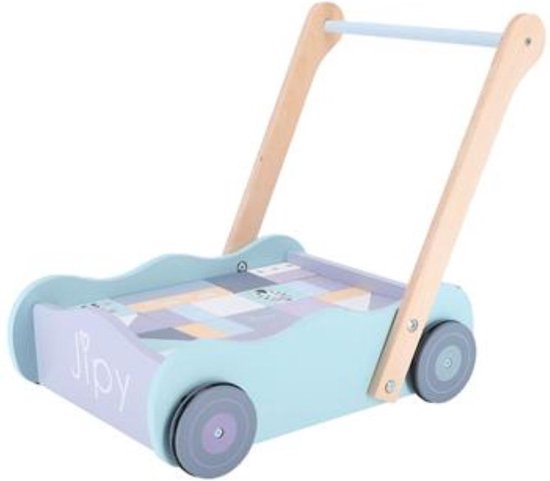 Jipy Houten Blokkenkar met Blokken Paars/Blauw van Jipy