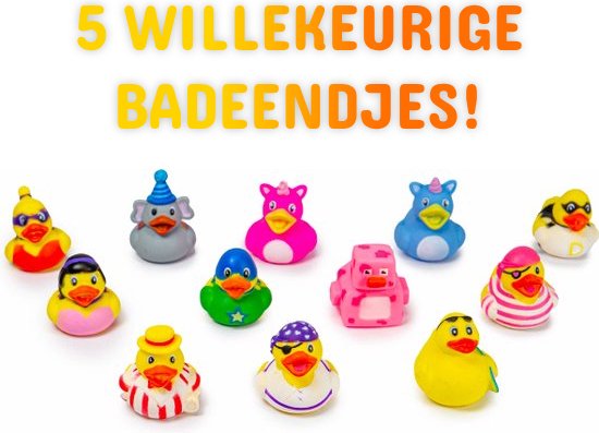JMShops - 5x Willekeurige Badeendjes 6 cm {Badspeelgoed - Eend Duck Toy - Speelgoed voor kinderen jongens meisjes - Water Zwemmen Zwembad Pool - Badeenden Baby} van Merkloos