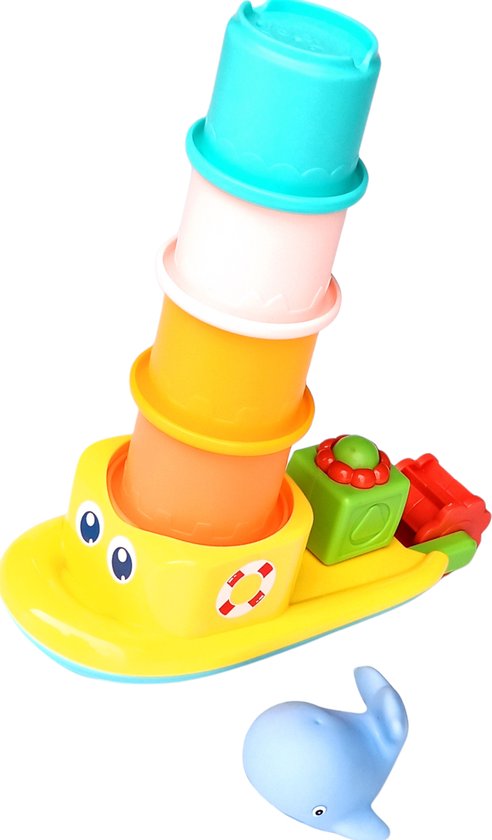 Jobber Waterplay Badspeelgoed - Waterrad Bad Boot - Stapel emmertjes van Jobber