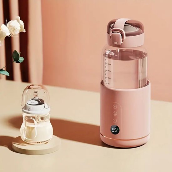Jocos Flessenwarmer - Draagbare Baby Flesverwarmer voor Onderweg en Thuis - Opgewarmd binnen enkele Minuten - 300ML/37 tot 55 ℃/USB-C/Draadloos van Merkloos