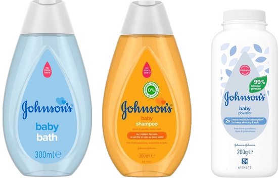 Johnsons Baby - SET - Badschuim 300 ml / Shampoo 300 ml / Talkpoeder - 200 ml - Voordeelverpakking van Johnson's
