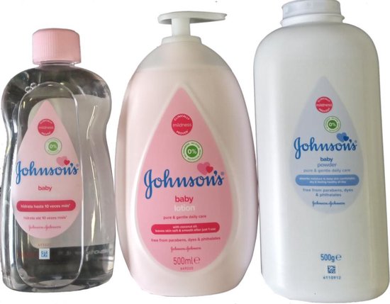 Johnson's Baby Verzorgingspakket - Voordeelverpakking - BabyBodylotion XL / Baby Talk Poeder XL / Baby Olie Regular XL van Johnson's Baby