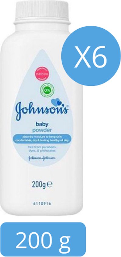 Johnson's Babypoeder - 6 x 200gr - Talkpoeder - Unisex - voordeelverpakking van Johnson's